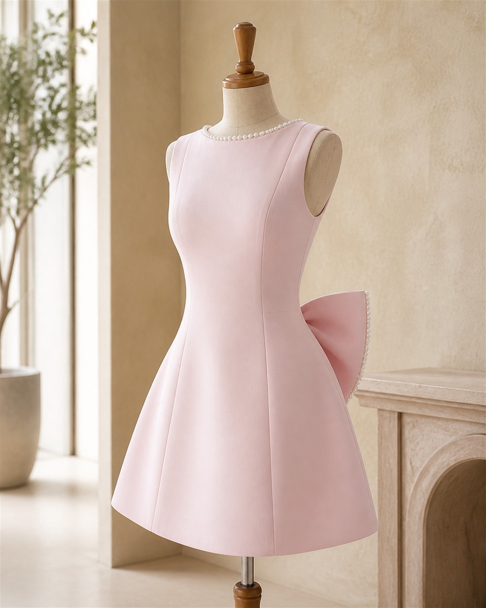 Rochie roz Daniela-Maria prezentată pe manechin