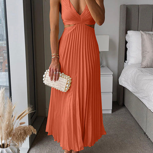 Dorina – Rochie Midi Plisată cu Linie Clasică