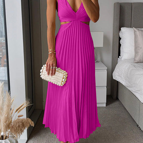 Dorina – Rochie Midi Plisată cu Linie Clasică