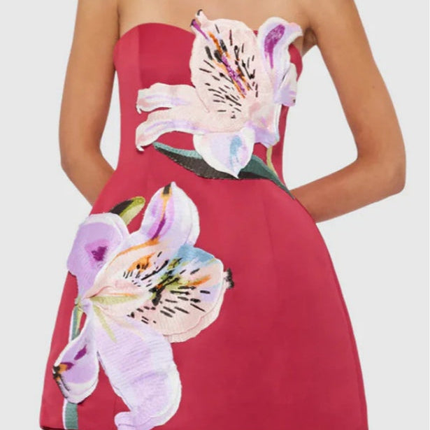 Narcisa – Rochie Mini cu Top Tub Brodat Floral