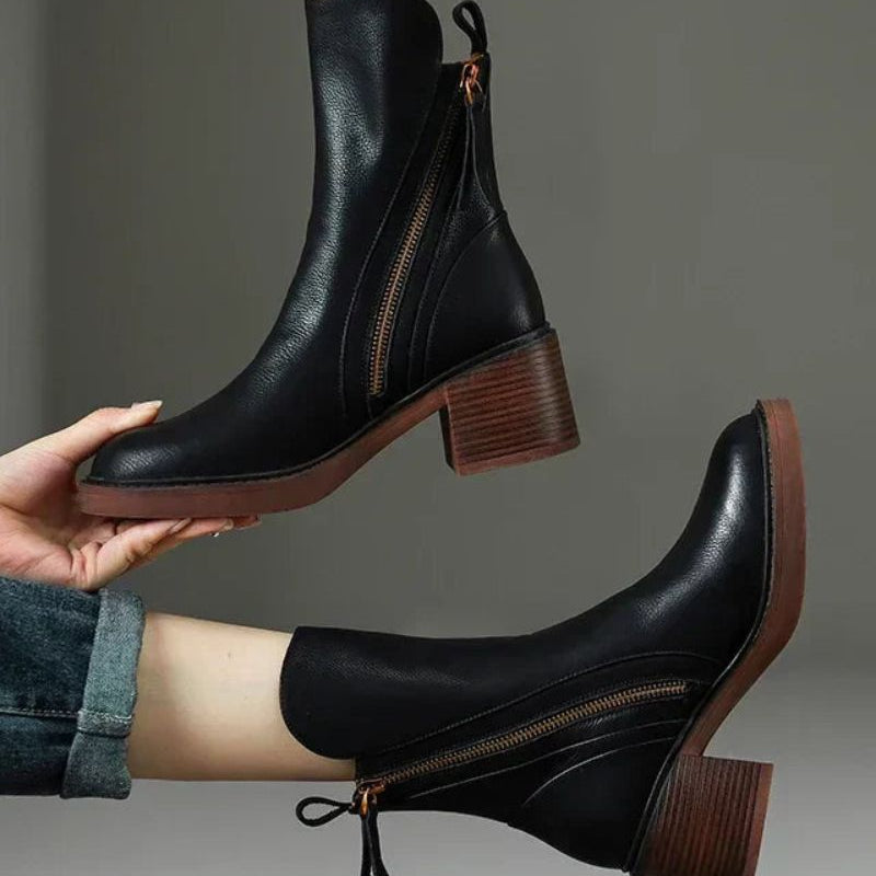 Valorine | Botine elegante din piele ecologică cu toc confortabil