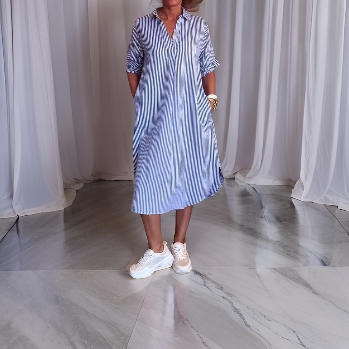 Evelina | Rochie Cămașă cu Dungi