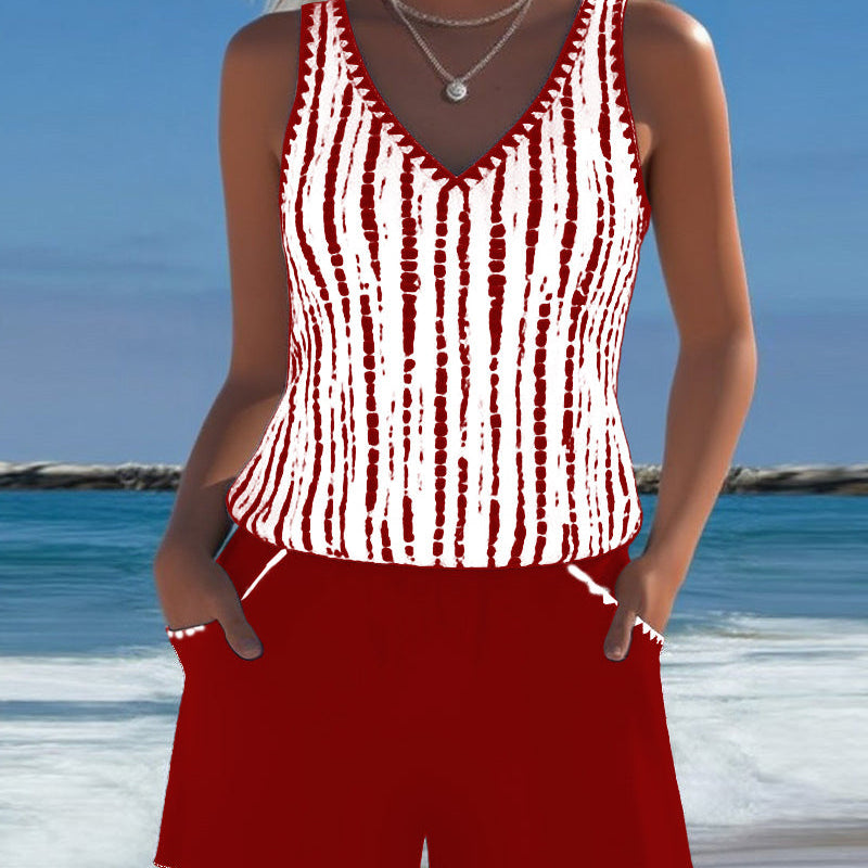Petronela – Costum de baie casual cu imprimeu