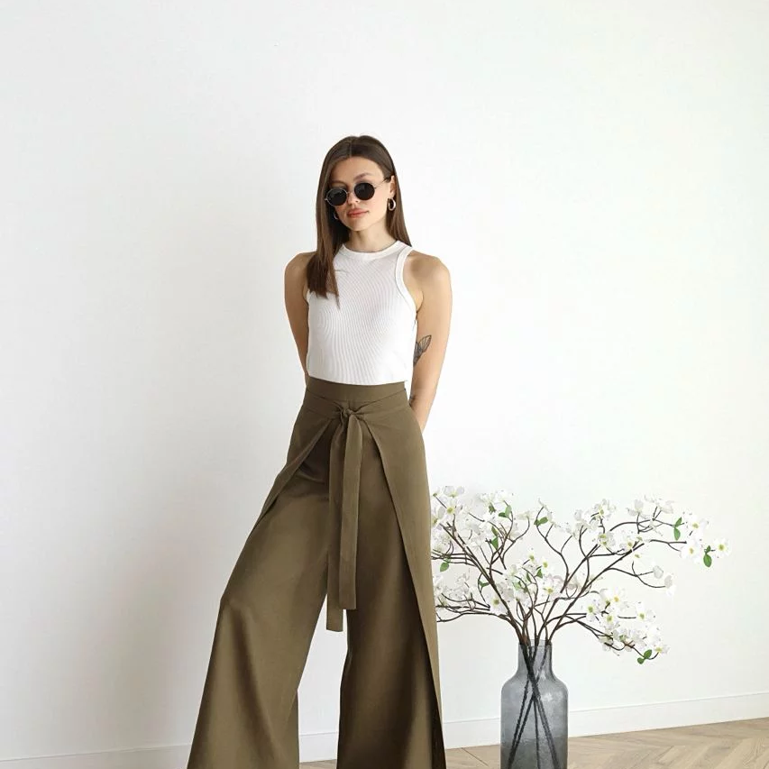 Maelis - Pantaloni Largi din In