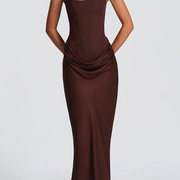 Corina – Rochie Maxi cu Decolteu Pătrat