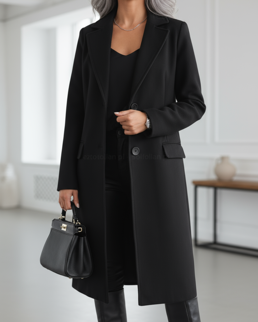Ana-Claudia | Palton Lung Elegant din Lână