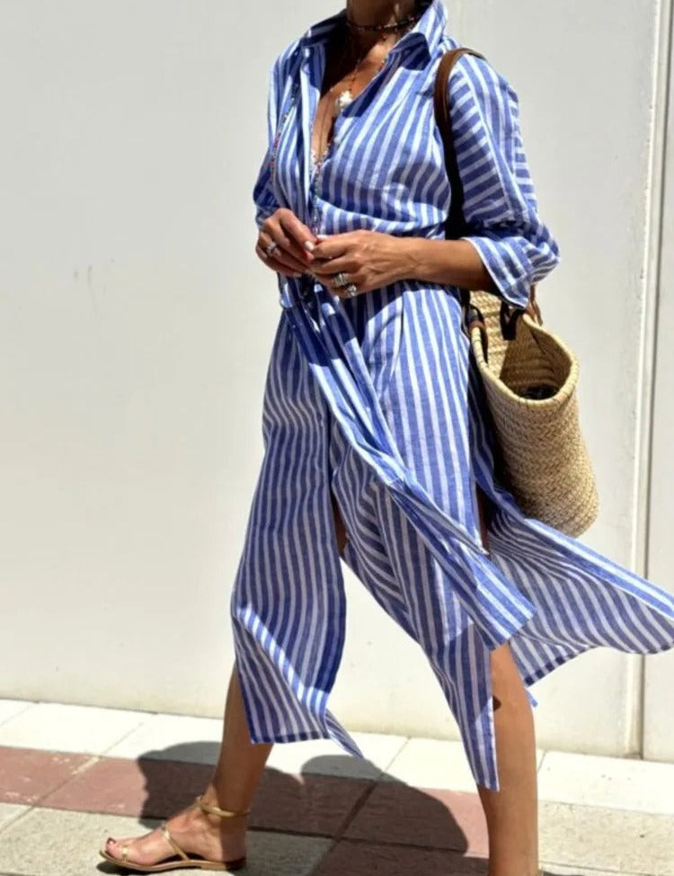 Claudia | Rochie Cămașă cu Dungi