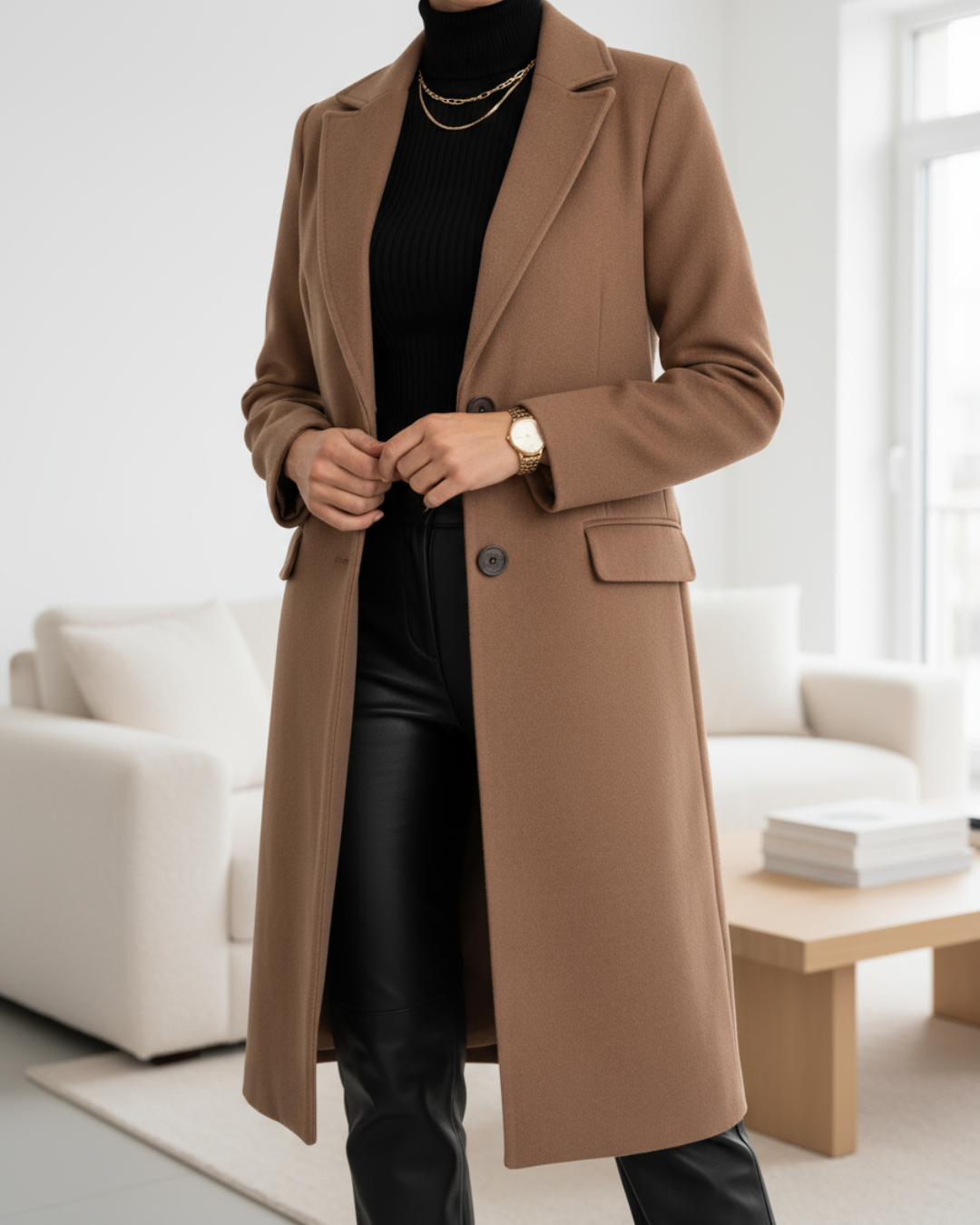 Ana-Claudia | Palton Lung Elegant din Lână