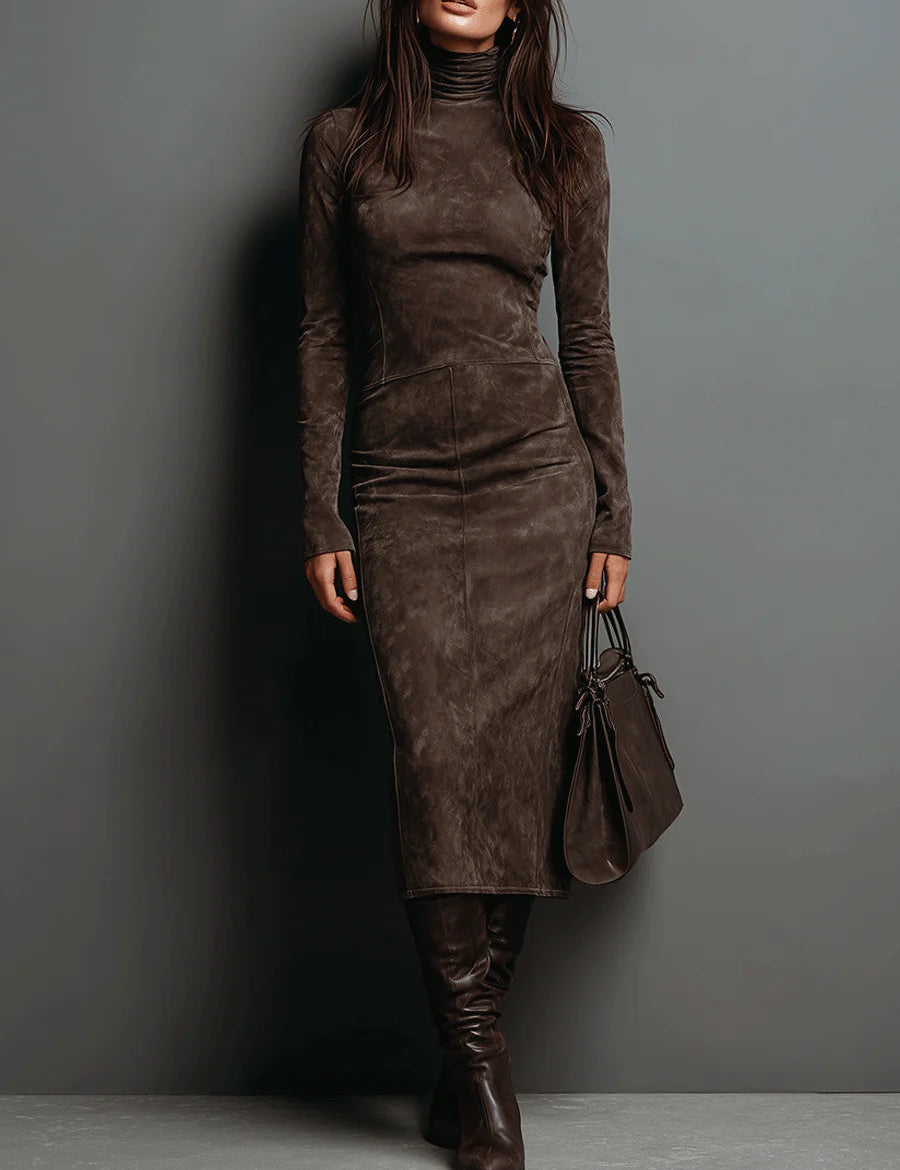 Doina | Rochie Midi Lungă Maro