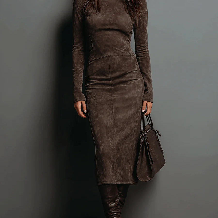 Susana – Rochie midi lungă maro