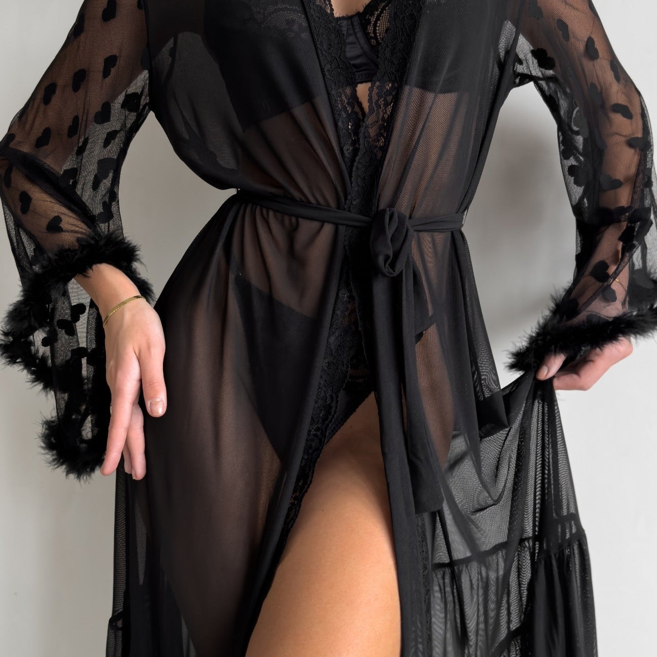 Ilinca – Kimono din dantelă transparentă