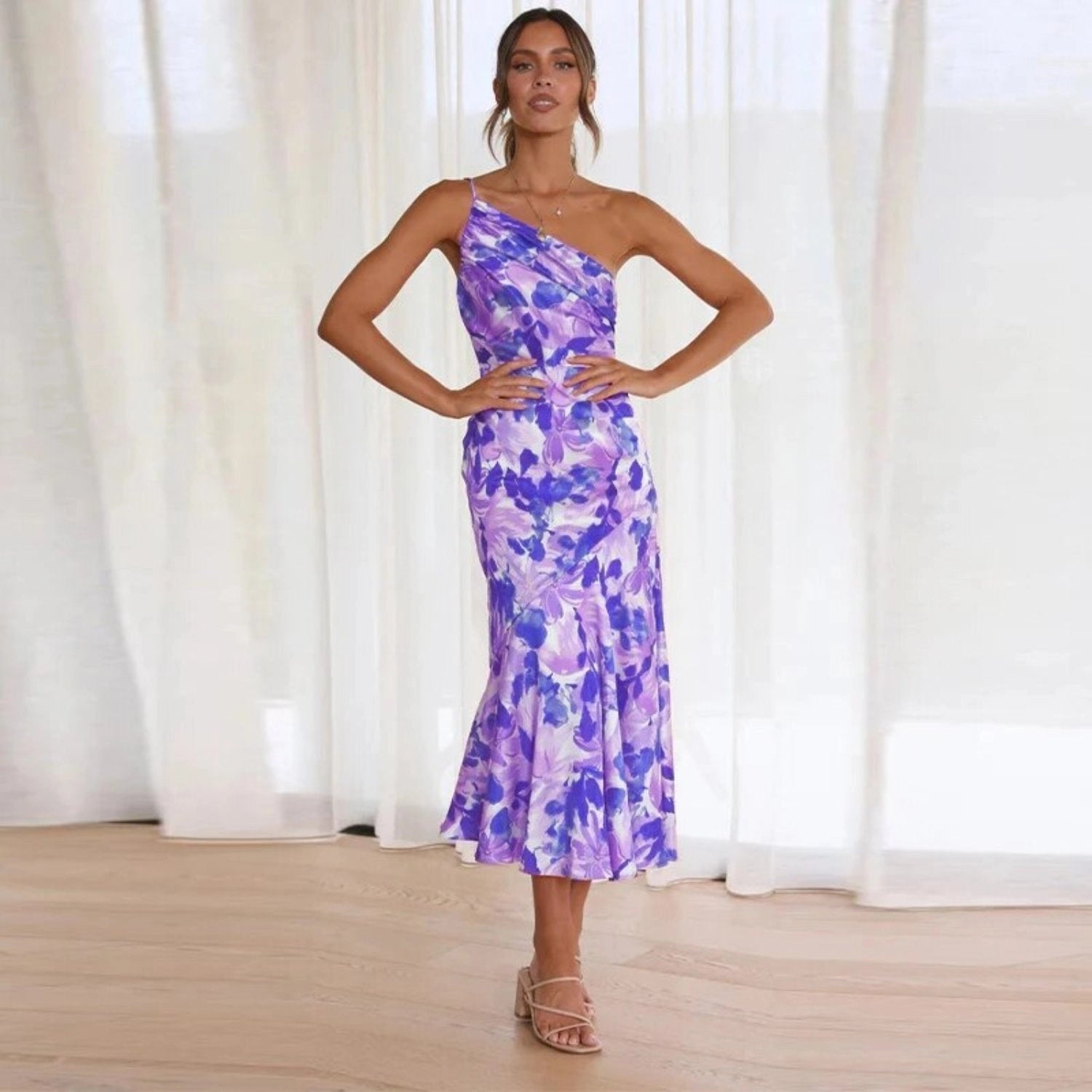 Maria-Irina | Rochie Maxi Asimetrică cu Model