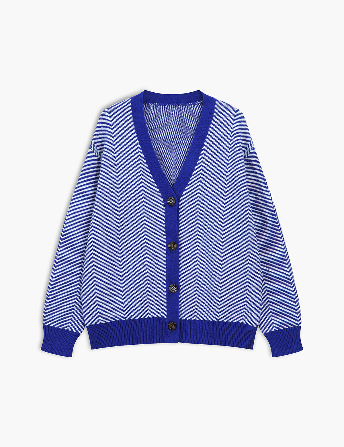 Cardigan cu butoane contrastante în zig-zag