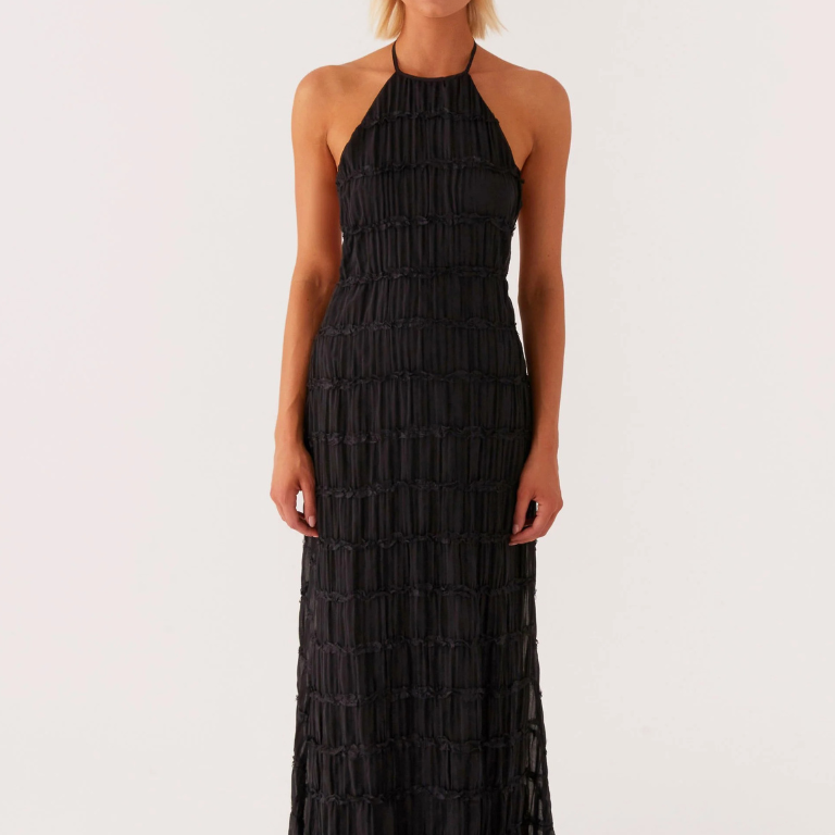 Cătălina – Rochie Maxi Neagră Halter