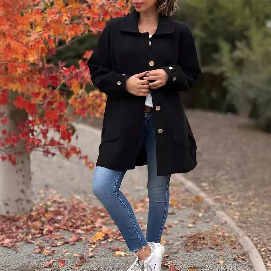 Roxana | Palton Clasic Oversized cu Nasturi