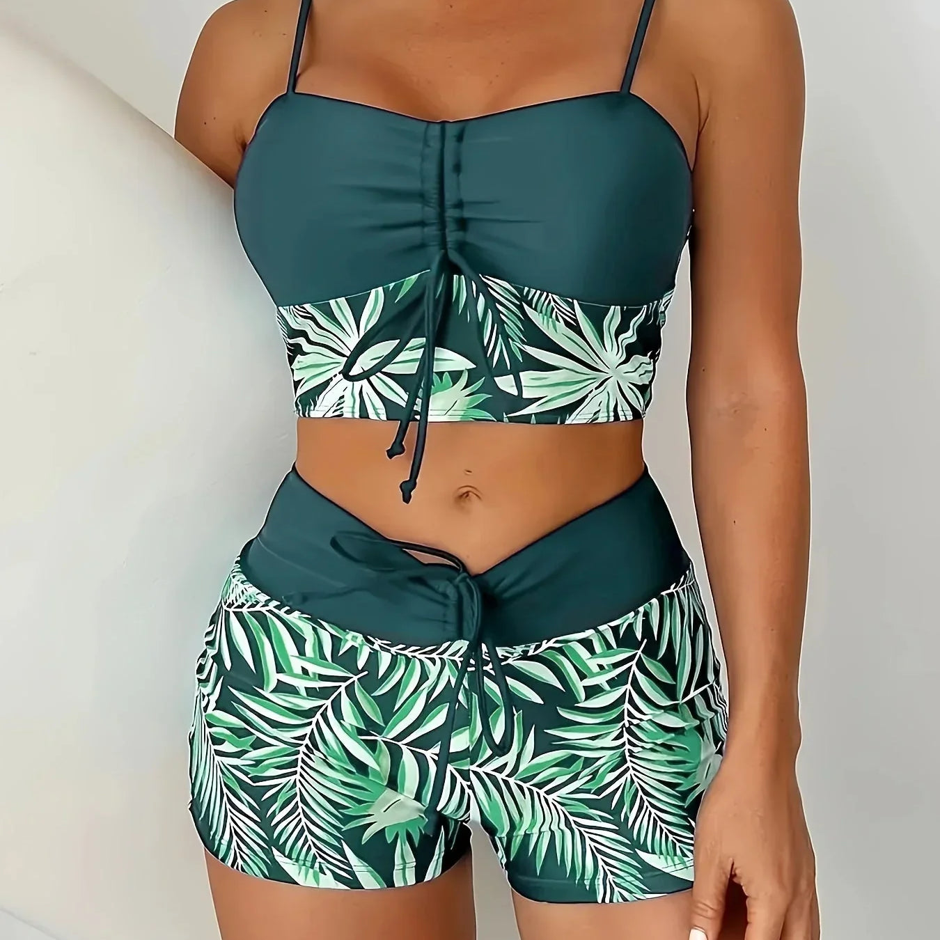 Oana – Set bikini cu imprimeu de frunze