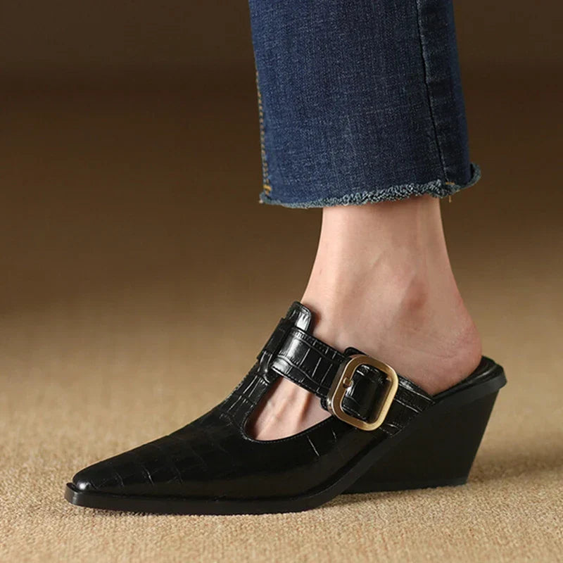Ana-Gabriela | Mule Premium cu Imprimeu Croco
