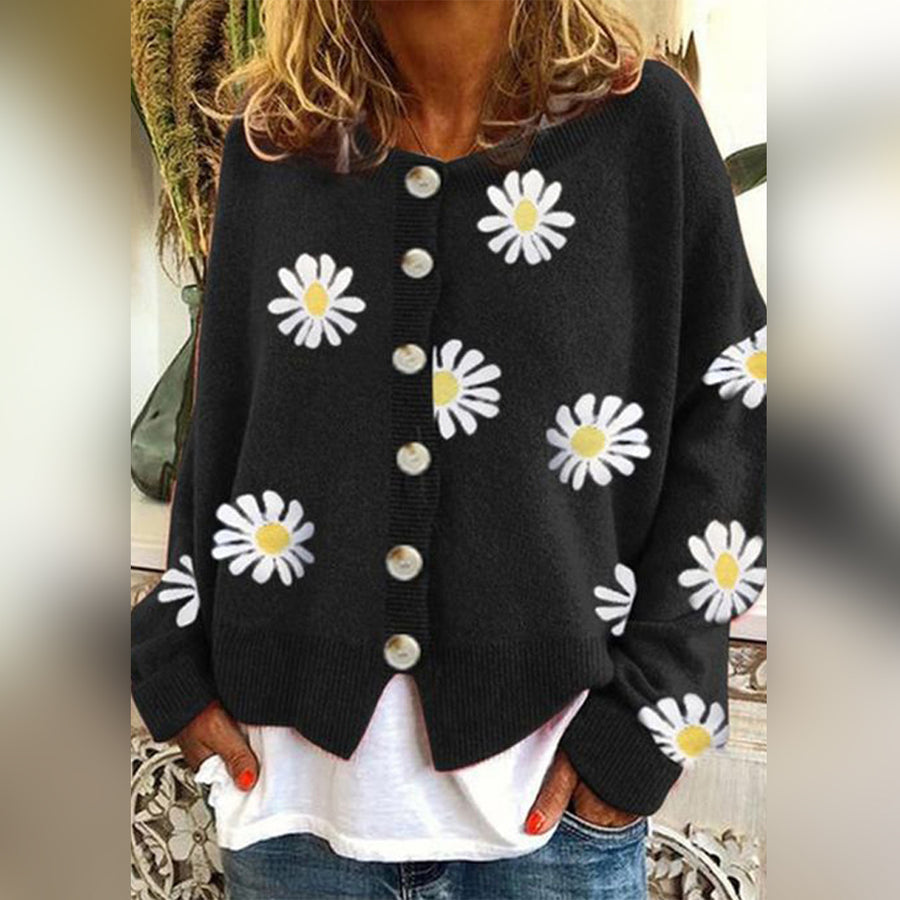 Cardigan cu nasturi - Pulover clasic tricotat cu mânecă lungă