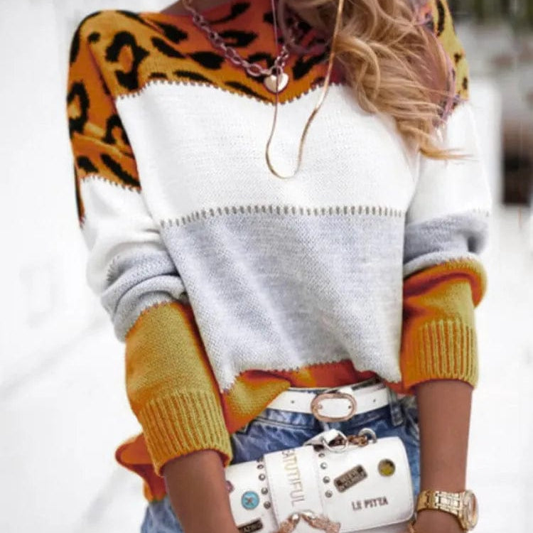 Theresa - Pulover leopard chic pentru femei, pentru iarnă