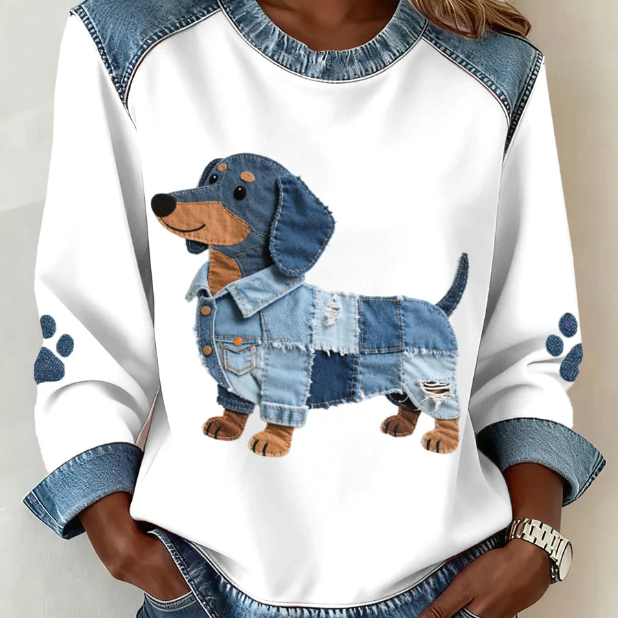 Anca – Pulover Patchwork Cățeluș