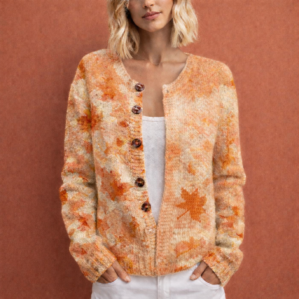 Florina cardigan floral portocaliu