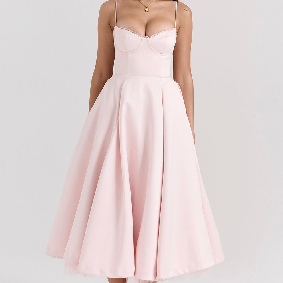 Raluca – Rochie Midi din Tul cu Fustă Amplă