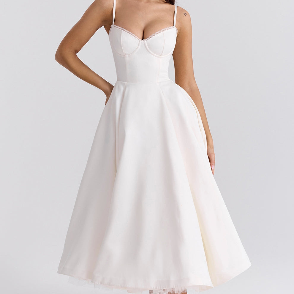 Raluca – Rochie Midi din Tul cu Fustă Amplă