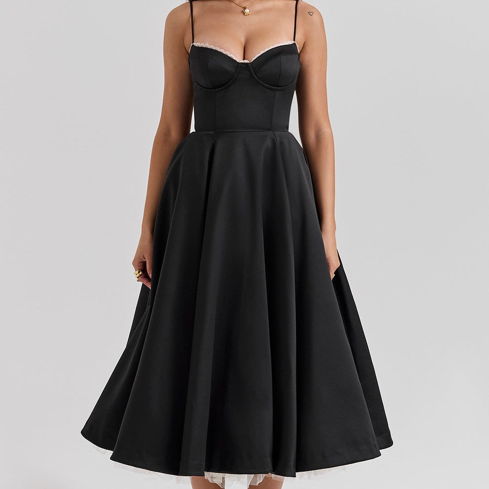 Raluca – Rochie Midi din Tul cu Fustă Amplă