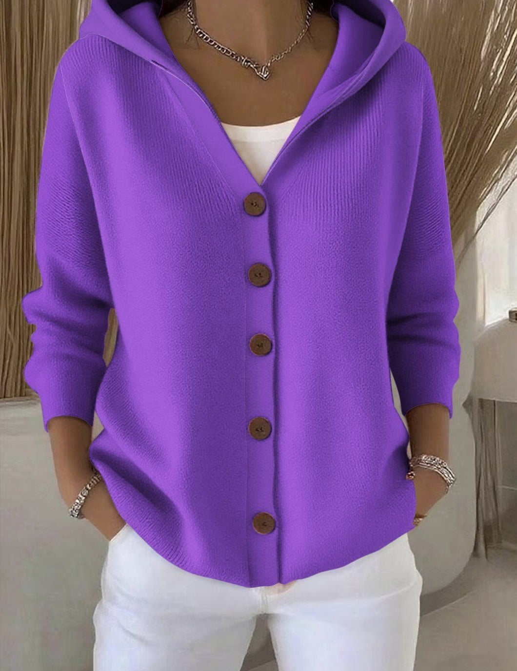 Elena-Mihaela | Cardigan Moale cu Glugă