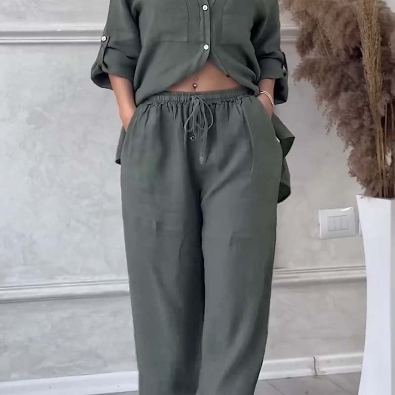 Fara | Set din Bumbac și In Luxe – Cămașă și Pantaloni