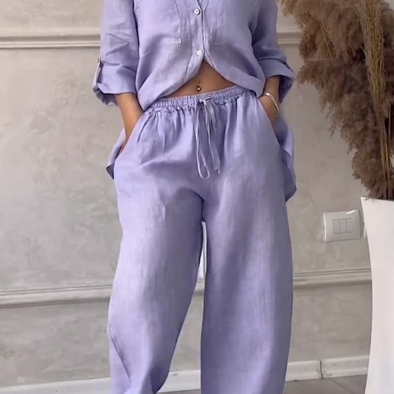 Fara | Set din Bumbac și In Luxe – Cămașă și Pantaloni
