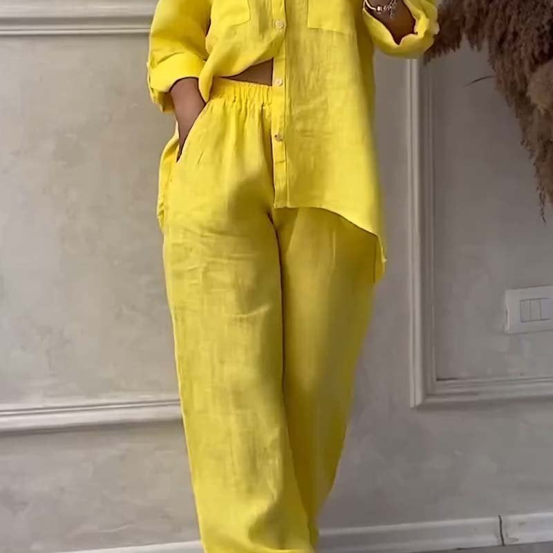 Fara | Set din Bumbac și In Luxe – Cămașă și Pantaloni