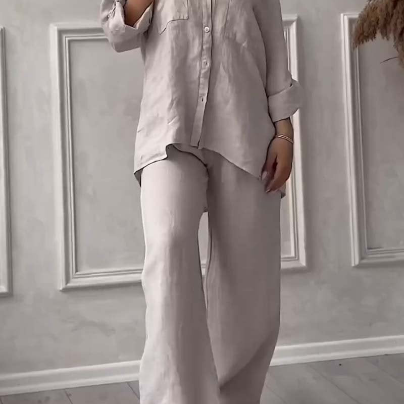 Fara | Set din Bumbac și In Luxe – Cămașă și Pantaloni