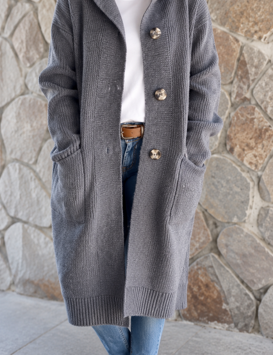 Simone | Cardigan lung cu glugă - imagine 3